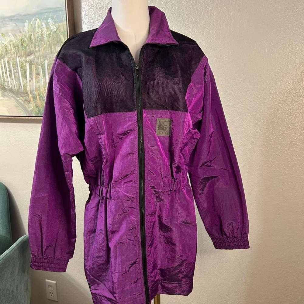 Vintage 90s Purple Black Colorblock Windbreaker Jacket USA‎ Made  Size S